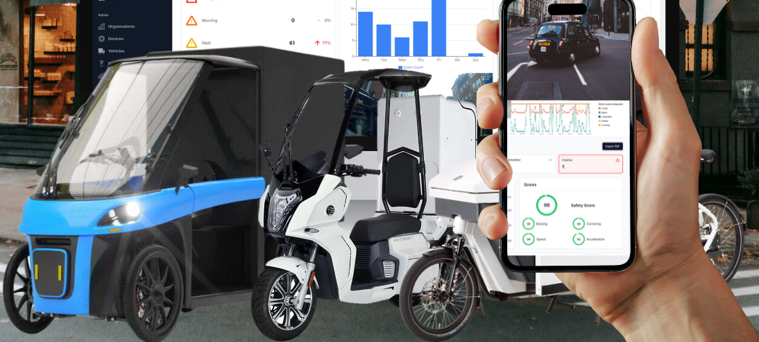 Electric cargo bikes making deliveries in a British city centre